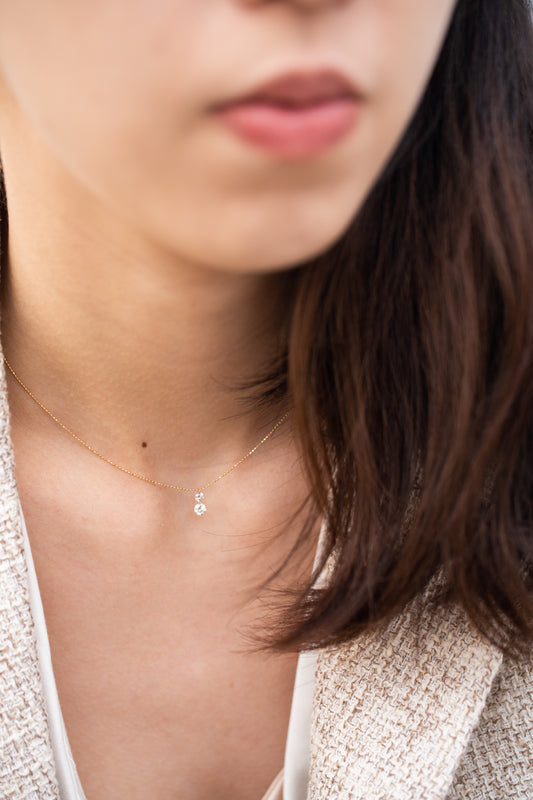 Dual Drop Diamond Necklace