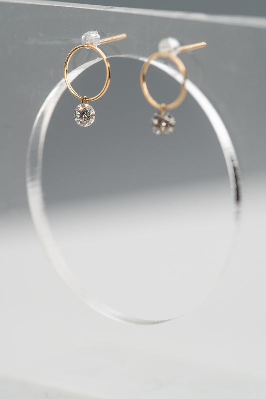 Circle Drop Diamond Earring