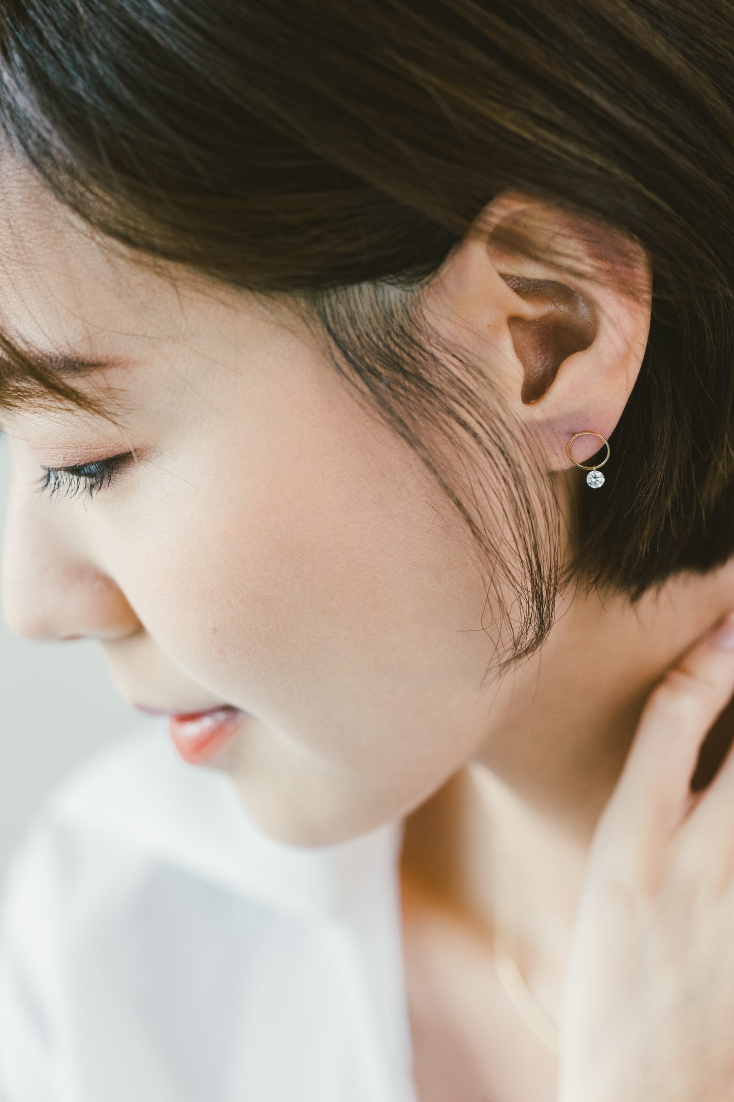 Circle Drop Diamond Earring