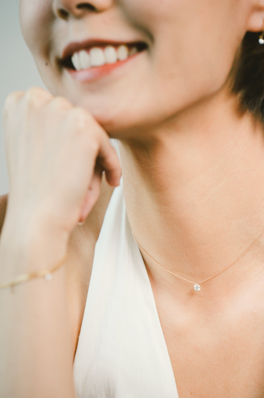 Solitaire Diamond Necklace [Cut ball chain]